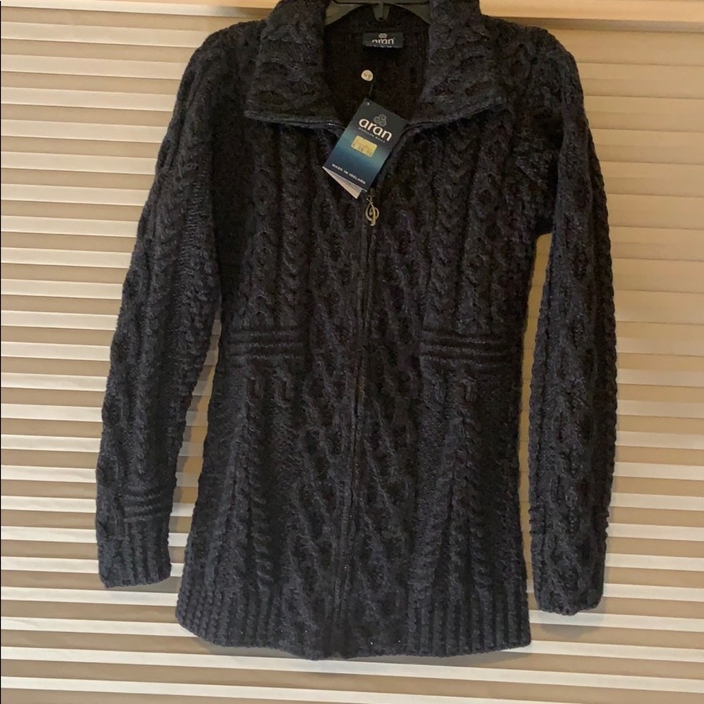 Aran zip up sweater